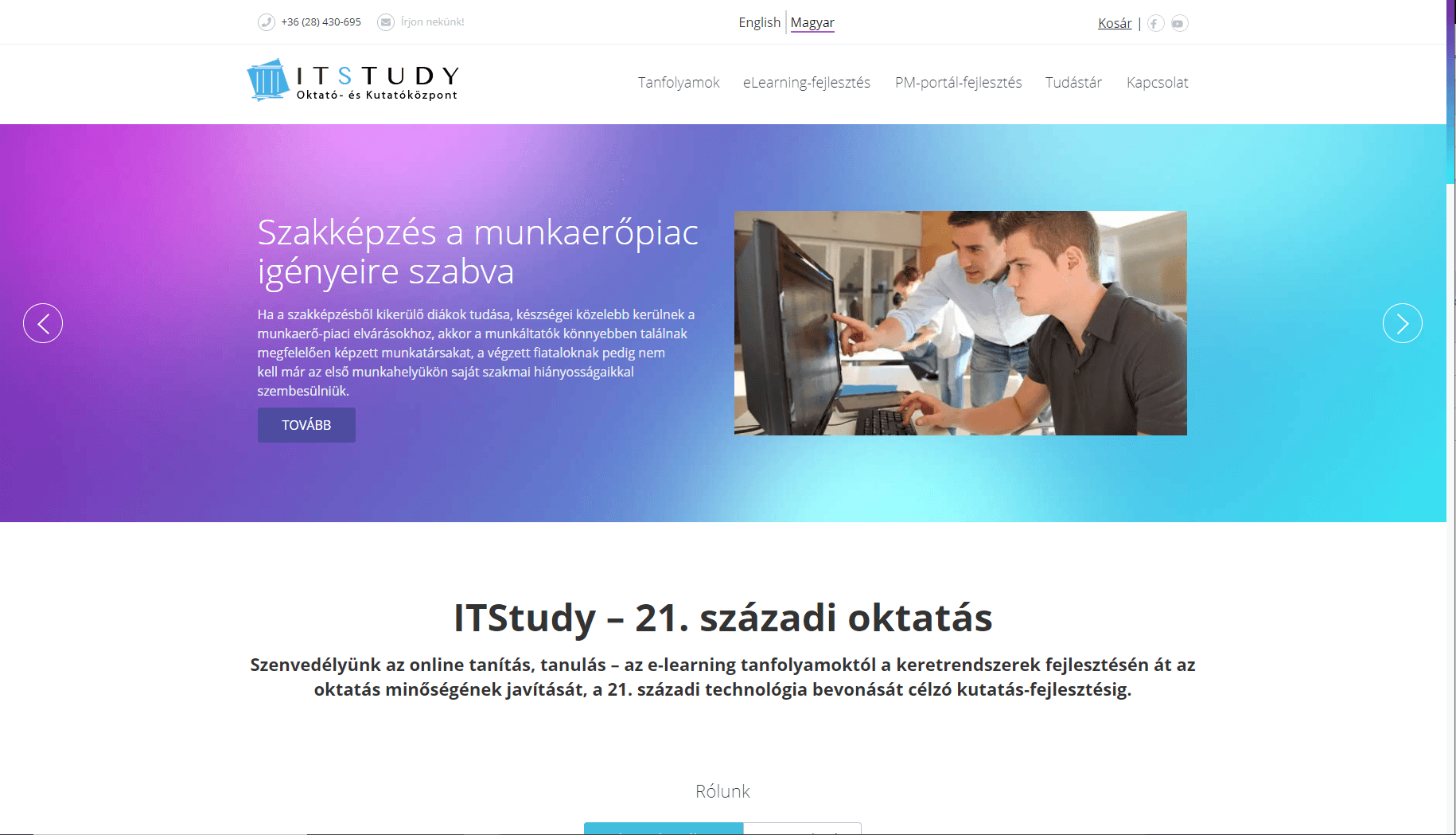 képernyőkép az itstudy.hu főoldaláról, 2022. 03. 31.